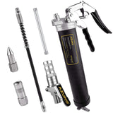 AZUNO Pistol Grip Grease Gun, 6500 PSI Heavy Duty Grease Guns with Flex Hose, Metal Extension, Professional Coupler and Sharp Nozzle AZUNO