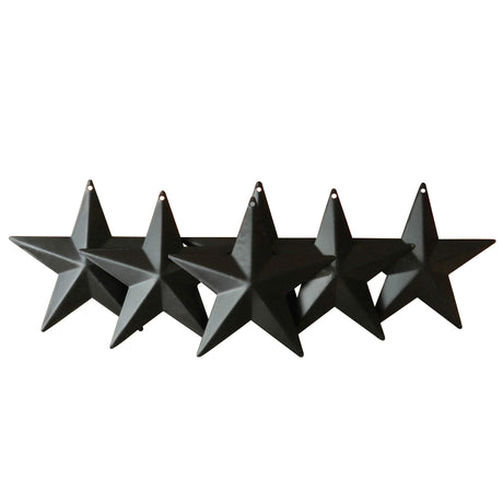 CVHOMEDECO. Country Rustic Antique Vintage Gifts Metal Barn Star Wall/Door Decor, 4-Inch, Set of 6. (Matt Black) CVHOMEDECO.