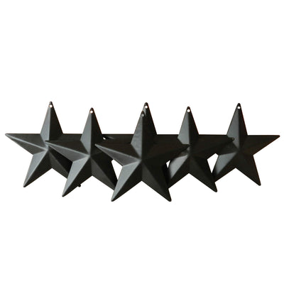 CVHOMEDECO. Country Rustic Antique Vintage Gifts Metal Barn Star Wall/Door Decor, 4-Inch, Set of 6. (Matt Black)