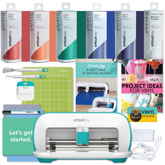 Cricut Joy Machine Rainbow Permanent Vinyl, Joy Starter Tool Set, and Transfer Tape Bundle for Customized Cards, Home Decor, and More - WoodArtSupply