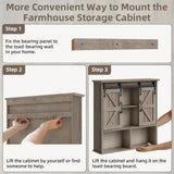 Vabches Bathroom Wall Cabinet, Farmhouse Wooden Medicine Cabinet with Double Sliding Barn Door and Adjustable Shelves, Farmhouse Storage Cabinet Wall Mounted for Bathroom, Kitchen Dining, Washed Oak Vabches