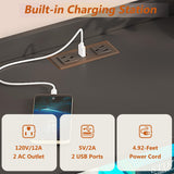 Alohappy Black Dressers for Bedroom, 6 Drawer Dressers with Lights, Wooden Dresser with Power Strip for Adults, Bedroom, Living Room, Entryway, Hallway Alohappy