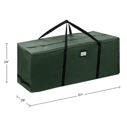 Elf Stor Green Rolling Christmas Storage Bag-For 12 FT Artificial Trees Canvas Duffel with Wheels-Protects Holiday Decorations & Inflatables, (L) 67” x (W) 28” x (H) 24