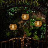 Larekook Solar Lanterns Outdoor Waterproof - Natural Rattan Bamboo Solar Powered Lantern, Dancing Flickering Flame Outdoor Table LED Lamp Auto On/Off Dusk to Dawn for Desk Patio Porch Yard Garden Larekook