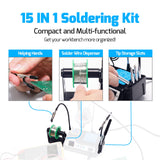 WEP 927-IV Soldering Station Kit High-Power 110W with 3 Preset Channels, Sleep Mode, LED Magnifier, 5 Extra Iron Tips, Tip Cleaner, 2 Helping Hands, Tip Storage Slots, Lead-free Solder Wire, Tweezers WEP