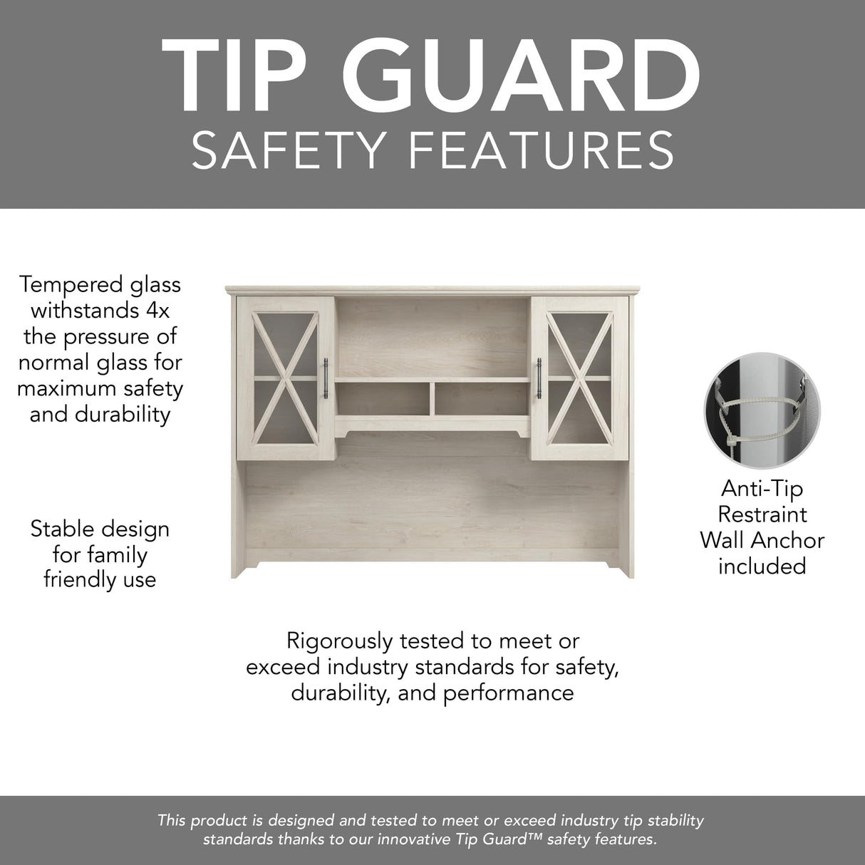 Bush Furniture Lennox Farmhouse Desk with Hutch and Keyboard Tray | Computer Table for Home Office, 60W, Linen White Oak Bush Business Furniture