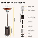 EAST OAK 50,000 BTU Patio Heater with Sand Box, Table Design, Double-Layer Stainless Steel Burner, Wheels, Triple Protection System, Outdoor Heater for Home and Residential, Pinecone EAST OAK