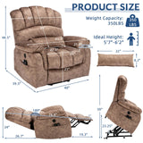 SOCIALCOMFY Large Tall Man Power Lift Recliner Chair with Massage & Heat, Dual Motor Lay Flat Electric Lift Sleeper Recliner w/Extended Footrest, Lumbar Pillow, USB & Type-C Ports, Pocket,Plush Brown SOCIALCOMFY