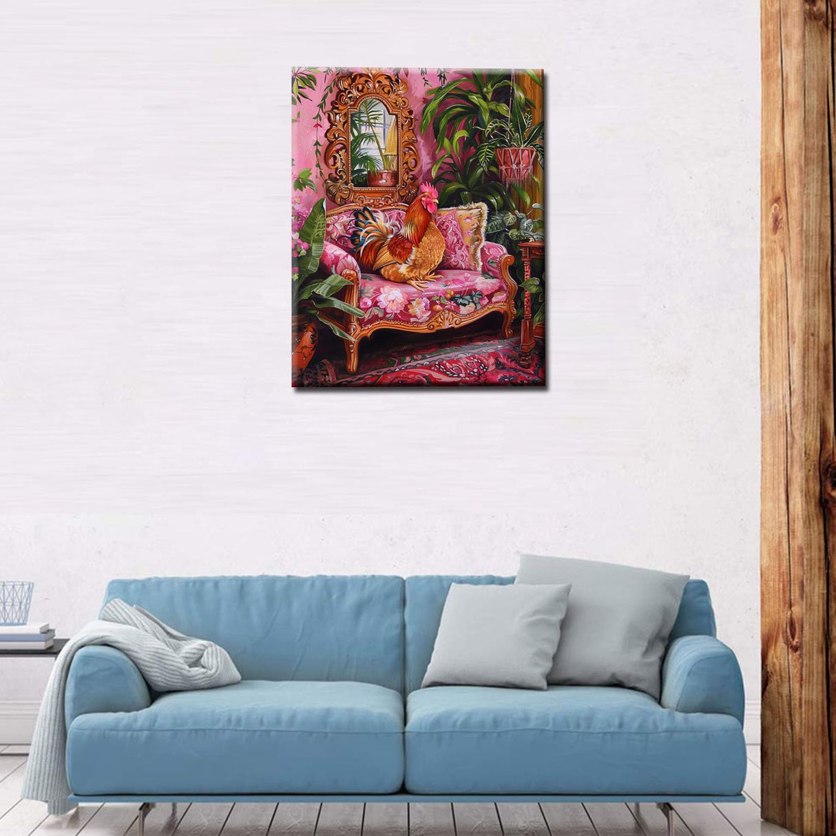 Animal Rooster Paint by Numbers Boho Paint by Numbers Kits Children,Botanical Room Painting on Canvas Funny Pink Set for Home Decor and Gift for Festival Without Framed 16''W x 20''H Aihonmin