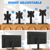 Rfiver Universal Swivel Tabletop TV Stand for Flat Screens 23 24 26 32 39 40 42 43 Inch, Heavy Duty Center Pedestal Stand Replacement with Black Tempered Glass Base and Height Adjustable Mount Rfiver