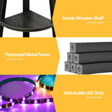 Furnulem 5 Tier Corner Shelf with LED Light, 67.2” Tall Standing Shelf for Wall Corner, Narrow Bookshelf Ladder Shelf for Bedroom, Living Room, Plant, Wood Storage Rack, Metal Frame (Black Oak) Furnulem