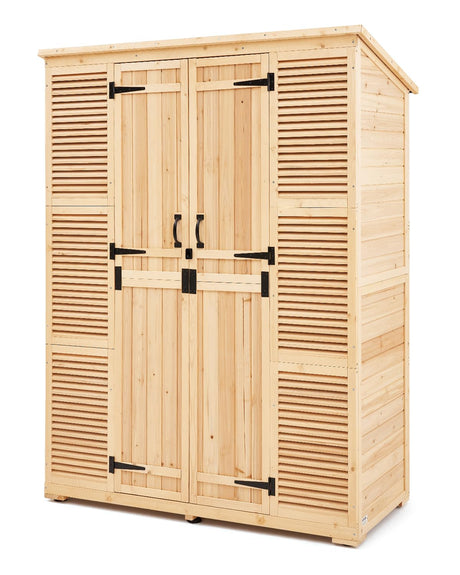 VEVOR Outdoor Storage Shed, Oversize Wooden Outside Storage Cabinet with Waterproof Roof and Metal Frame, Double Lockable Doors Garden Tool Shed Storage House Cabinet with Shelves & Floor, 58"x27"x78" VEVOR