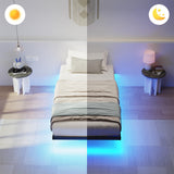 LUSIMO Twin Floating Bed Frame with RGB LED Lights, Heavy Duty Metal Platform and Underbed Storage, Black LUSIMO