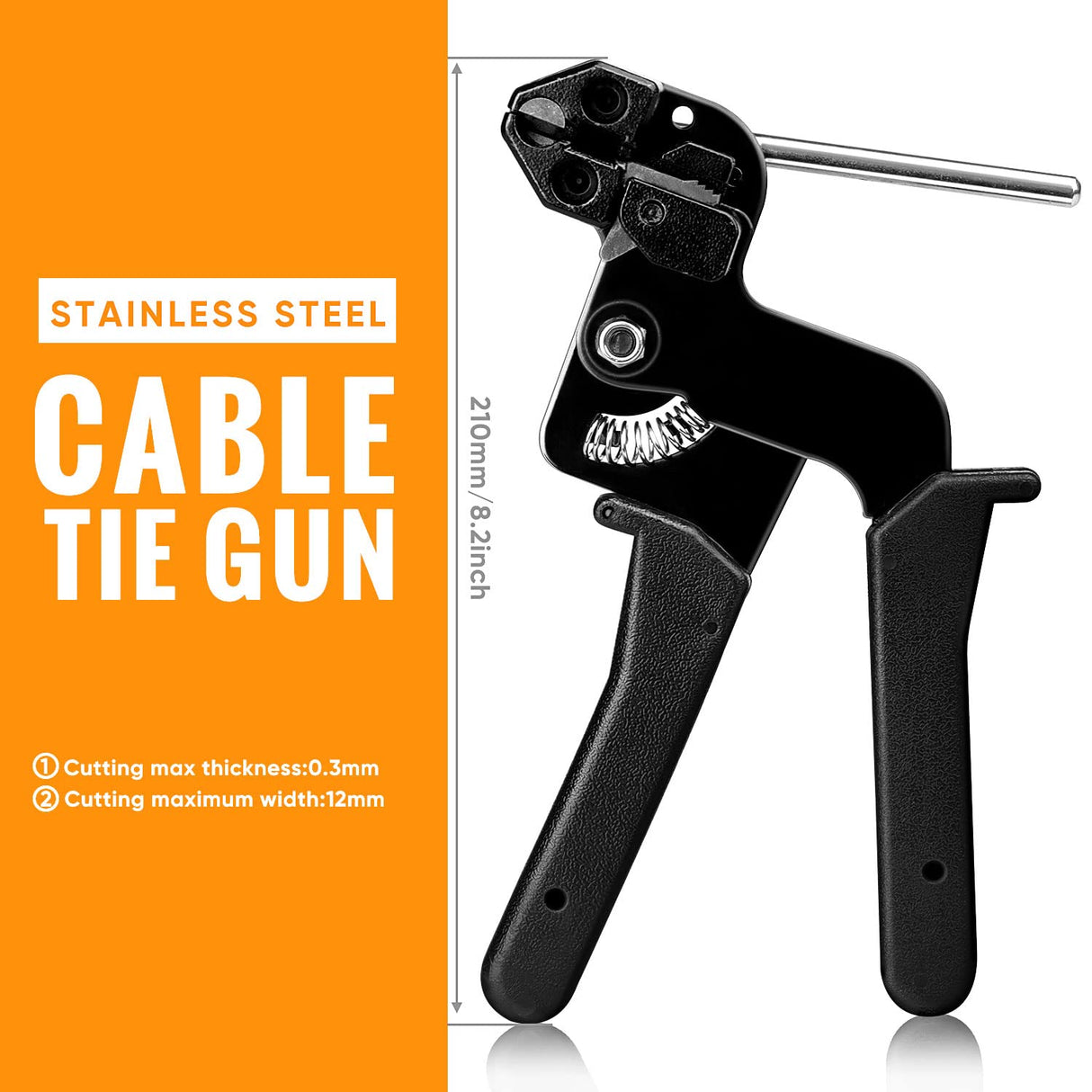 Sinlon Stainless Steel Cable Tie Gun, Special Tool For Fastening And Cutting Metal Cable Ties, With 150pcs 11.8in Uv Resistant Stainless Steel Cable Ties For Fence Exhaust Pipe Outdoor. Sinlon