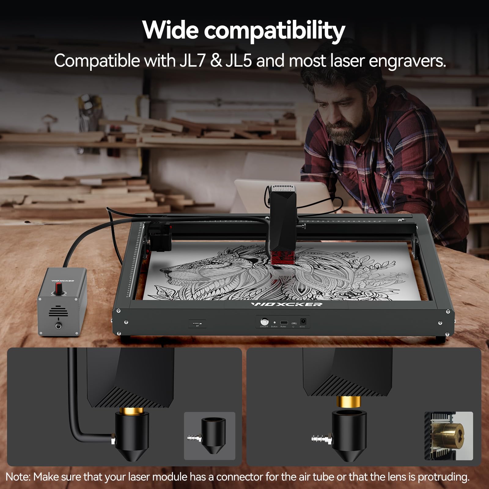 Air Assist for Laser Engraving Machine, JL7 10W Laser Engraver - WoodArtSupply