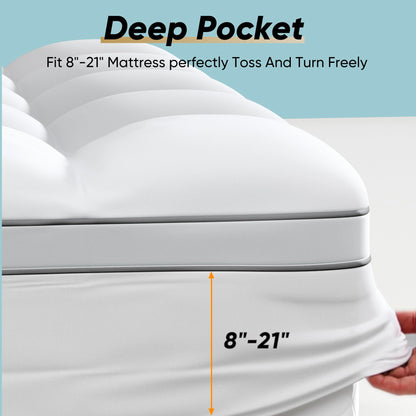 Memory Foam Mattress Topper King Size, Dual Layer 4 Inch Mattress Pad,2 Inch Gel Memory Foam Plus 2 Inch Pillow Top Cover with 8-21 Inch Deep Pocket