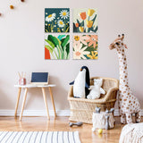 mrpwnle 4 Pack Flowers Paint by Numbers Kit for Adults Beginner Framed-Small Easy Adult Paint by Numbers Kits On Canvas Adults' Paint-by-Number Kits for Home Wall Decor Gift 8X8 Inch mrpwnle