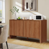 Sideboard Storage Cabinet with Doors and Shelves, Buffet Cabinet with Storage, Credenza Storage Cabinet for Kitchen, Wooden Fluted Cabinet for Bedroom/Entryway, under TV Cabinet with Storage - Walnut affeivul