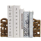 MyGift Rustic Burnt Brown Wood Bookends Carved in Read and Pray Block Letters, Decorative Book Stands for Home Library Bookshelf Office Desk, 2 Piece Set MyGift