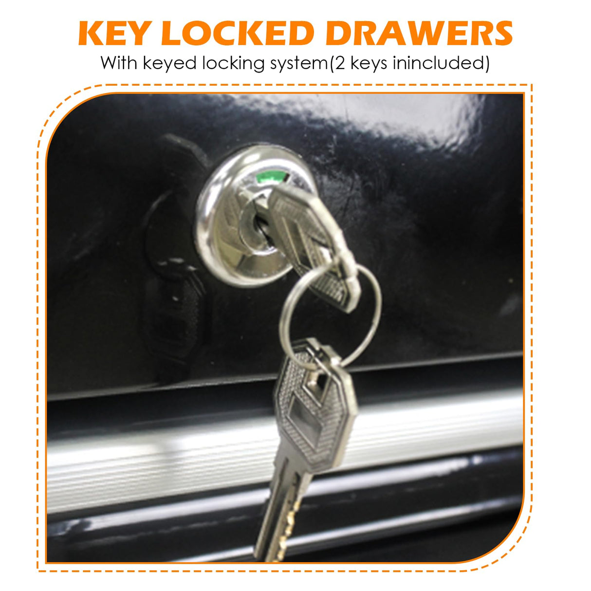 SumKea 4 Drawers Cart 24.25" Rolling Toolbox, with Key Locking and 4 Wheels Tool Boxes, Suitable for Garages, Warehouses, Workshops, Repair Shops, Black SumKea