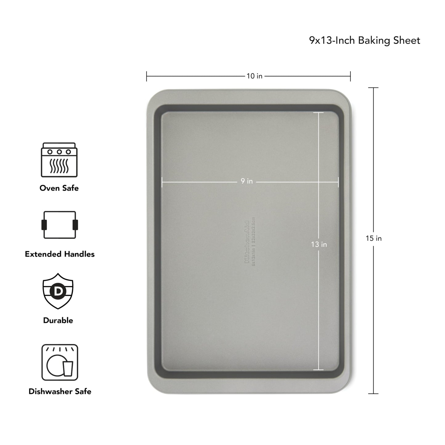 KitchenAid 9x13in Nonstick Aluminized Steel Baking Sheet, Contour Silver