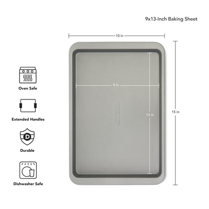 KitchenAid 9x13in Nonstick Aluminized Steel Baking Sheet, Contour Silver