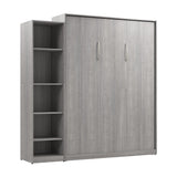 Bestar Claremont Queen Murphy Bed with Closet Organizer (85W) in Platinum Gray, Space-Saving Sleeping Arrangement for Multipurpose Room Bestar