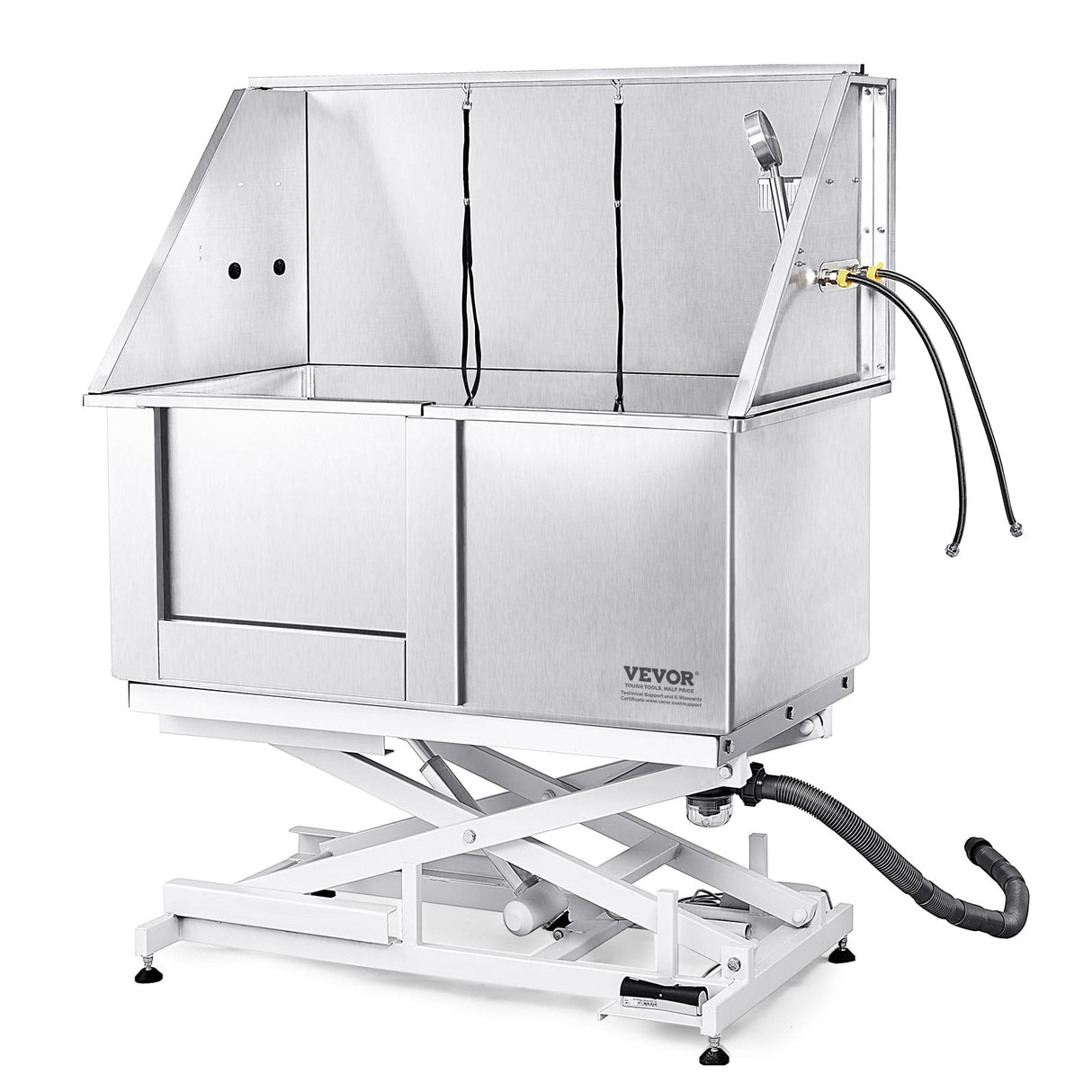 VEVOR 50" Pet Dog Bathing Station Electric Height Adjustment, Professional Stainless Steel Dog Grooming Tub w/Soap Box, Faucet,Rich Accessory,Bathtub for Multiple Pets, Washing Sink for Home(Left) VEVOR