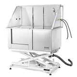 VEVOR 50" Pet Dog Bathing Station Electric Height Adjustment, Professional Stainless Steel Dog Grooming Tub w/Soap Box, Faucet,Rich Accessory,Bathtub for Multiple Pets, Washing Sink for Home(Left) VEVOR