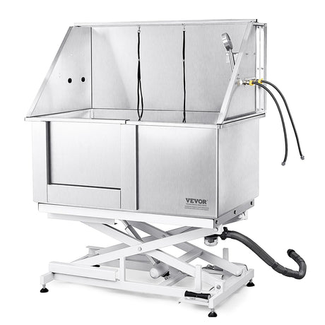 VEVOR 50" Pet Dog Bathing Station Electric Height Adjustment, Professional Stainless Steel Dog Grooming Tub w/Soap Box, Faucet,Rich Accessory,Bathtub for Multiple Pets, Washing Sink for Home(Left) VEVOR