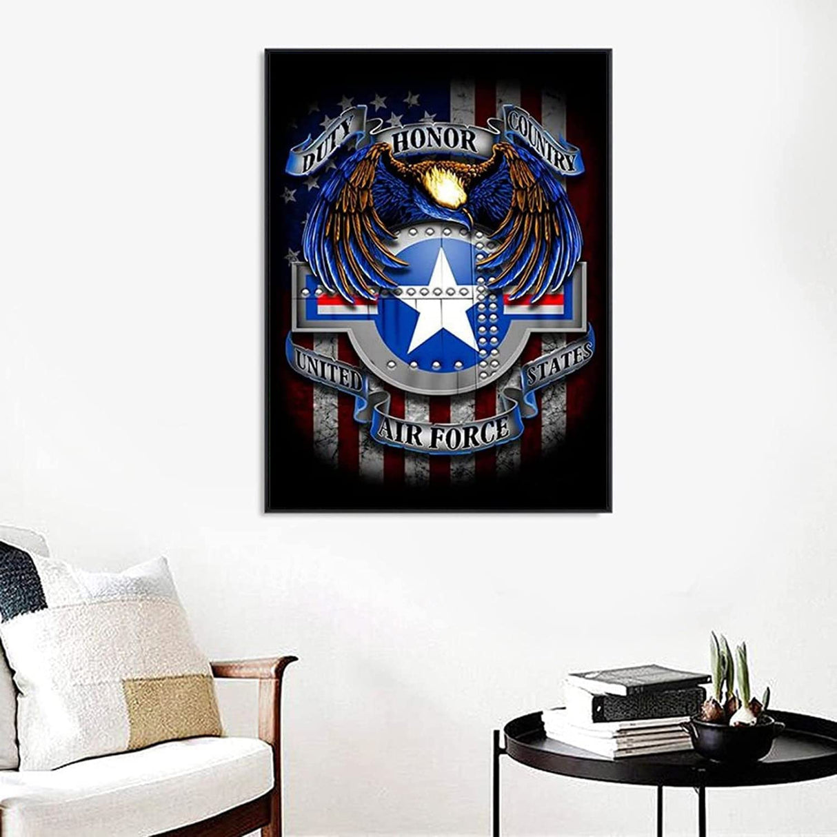 HONGJIE 5D DIY Diamond Painting by Number Kits Air Force 16X20 Inch for Adults and Kids, Round Full Drill Rhinestone Cross Stitch Mosaic Art for Home Wall Decoration and Gift Option. Hongjie
