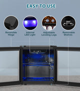 Electactic 50 Cans Beverage Refrigerator Cooler, 1.3 Cu.ft Mini Fridge Countertop Drink Cooler with Glass Door for Beer, Soda,Wine, Adjustable Digital Temperature Control for Home Dorm Bar, Black Electactic