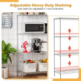 PayLessHere 4 Tier Shelving Unit 13.4" D×35" W×53.7" H Metal Shelving Standing Storage Shelf with 4 Steel Frame Adjustable Layer Racks Metal Commercial Shelf for Kitchen, Garage (Chrome) PayLessHere
