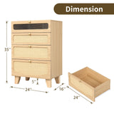 HPWLYO Rattan Dresser for Bedroom with LED Light, 4 Drawer Tall Rattan Dressers with Charging Station, Dressers Chests of Drawers,Bedroom Closet Dresser for Bedroom, Hallway,Entryway HPWLYO