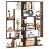 Giantex 7-Tier Geometric Bookshelf, Modern Bookcase with Open Shelves, Freestanding Display Shelf with Anti-Tip Kit, Storage Rack for Living Room Bedroom Study, 49.5''L x 8.5''W x 59''H (Rustic Brown) Giantex