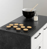 South Shore Furniture Myro Compact Kitchen Island with Storage, Small, Faux Black Stone and White South Shore