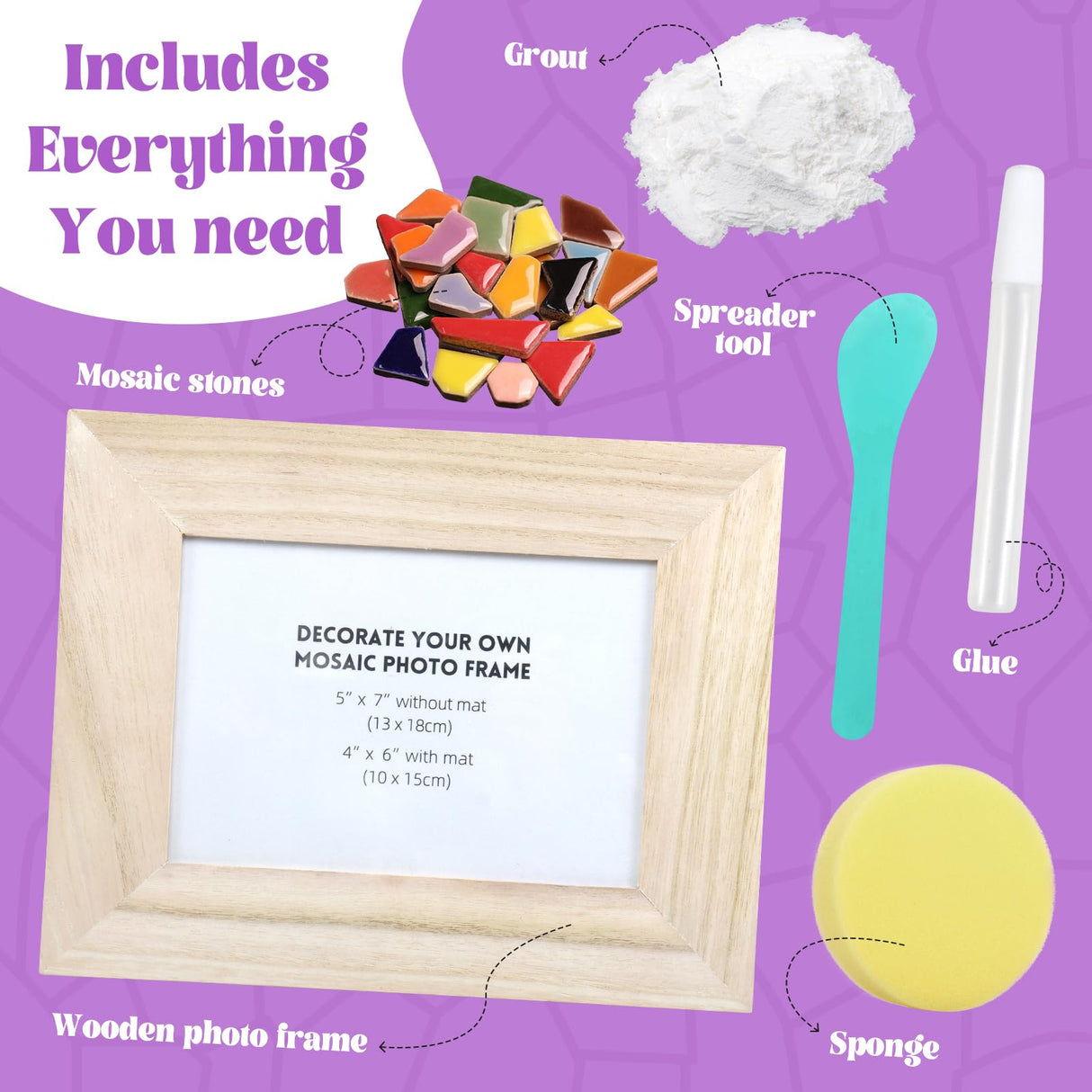 goldentime Decorate Your Own Mosaic Picture Frame - DIY Mosaic Craft Kits Fun Arts and Crafts for Adults Christmas Valentine Birthday Father’s Day Gifts goldentime