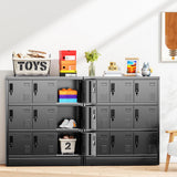 INTERGREAT 9 Door Storage Locker for Employee, Metal Locker for Office, Gym, Shool,Lockable Black Steel Locker with Lock and Card Slot for Home,Garage INTERGREAT