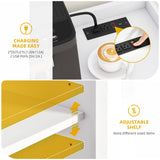 DWVO Wine Bar Cabinet with Led Lights & Power Outlets, 53" Coffee Bar Cabinet for Liquor and Glasses, Modern Buffet Sideboard with Storage Cabinet for Kitchen, Dining & Living Room, White DWVO