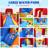 Hongcoral Inflatable Water Slide, 10 in 1 Water Park Bounce House with Blower, Splash Pool, 2 Slides, Water Cannon, Climbing Wall, Blow up Water Slides for Kids Outdoor Backyard Hongcoral