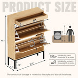 Brafab Shoe Storage Cabinet with 2 Flip Drawers&1 Small Drawer, Slim Entryway Shoe Organizer with Fluted Panel Doors for Sneakers,Light Beige Brafab