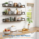 Harwaya Floating Shelves for Wall 36 Inches Long 8 Inch Deep, Large Wall Book Shelves for Bedroom, Rustic Wood Hanging Bookshelf for Living Room Office Kitchen Closet Organizers and Storage - Set of 3 Harwaya