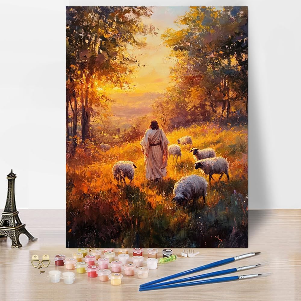 croshom Paint by Numbers Kit for Adults Beginner, Jesus Paint by Number for Adults, DIY Easy Adult Paints by Number Kits, Gifts and Home Wall Decor 12" x 16" (Without Frame) croshom