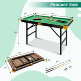 Costzon 47" Folding Billiard Table, Pool Game Table Includes Balls, Cues, Triangle, Chalk, Brush for Kids, Multipurpose Game Table for Parties & Family Gatherings (Black & Green) Costzon