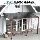 Kinchoix Pergola Brackets, 2 Pack Woodworks Pergola Kit 15° 3-Way Right Angle Corner Bracket with Pergola Post Base for 4x4'' (Actual: 3.5x3.5'') Wood Beams Elevated Wood Stand Kit 6 Pc Kinchoix