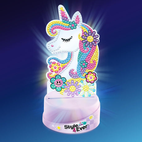 Canal Toys Style 4 Ever Diamond Art Unicorn or Butterfly Lamp Set. Bead up The Unicorn and Butterfly, Then swap Out on The Light up Base. Age 6+ Canal Toys
