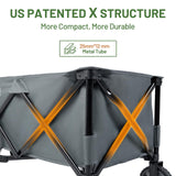 TIMBER RIDGE 51.2'' Extended Collapsible Wagon Cart with Cargo Net, 350LBS Heavy Duty Foldable Utility Wagon with Adjustable Handle, 250L Capacity Portable Cart for Camping Sports Shopping, Grey TIMBER RIDGE