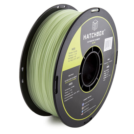HATCHBOX ABS 3D Printer Filament, Dimensional Accuracy +/- 0.05 mm, 1 kg Spool, 3.00 mm, Glow in The Dark HATCHBOX
