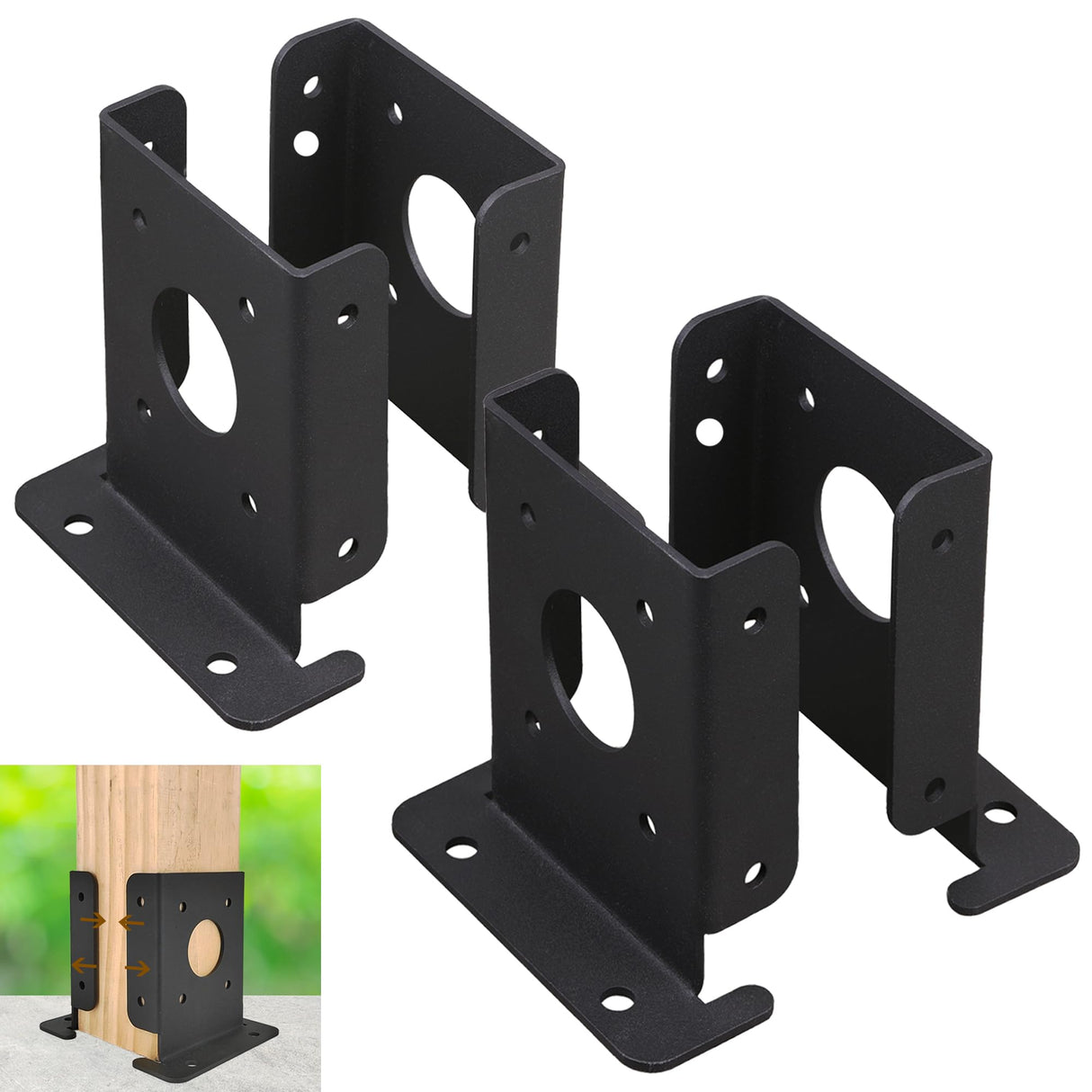 Wpbhk 4Pcs Adjustable 4x4 Wood Fence Pergola Post Base Brackets kit Heavy Duty Post Anchor Base Brackets for Deck Railing Mailbox Wpbhk