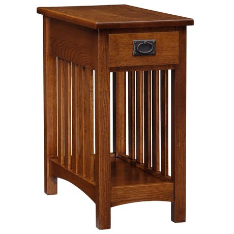 Leick Home 8202 Mission Impeccable End Drawer, Made with Solid Wood, Narrow Side Table for Living Room, Bedroom, 22.5 in x 12 in x 24 in, Medium Oak Leick Home